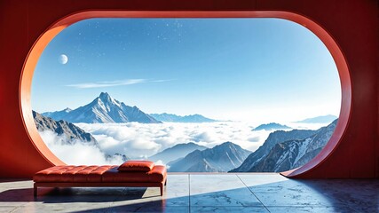 red boat in the mountains