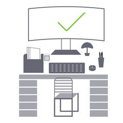 Modern Minimalist Office Desk Setup Illustration 1.eps