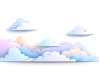 Pastel Paper Cutout Cloud Background