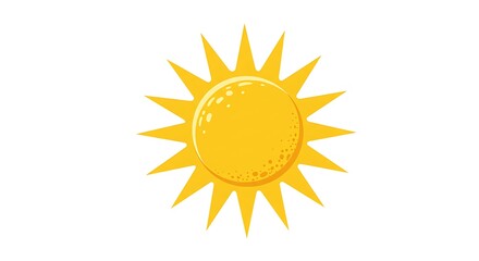 Shining Sun Illustration with Radiating Rays on White Background