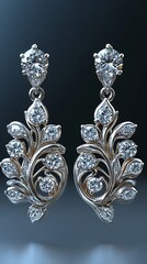 Shimmering white gold earrings with spiral motifs High Resolution Picture