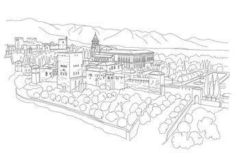 Obraz premium Alhambra one line drawing