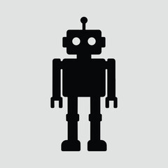 Silhouette Robot simple black vector icon Illustration Vector