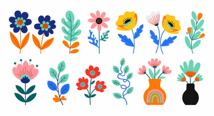 Collection of Colorful Flower Illustrations Vector Art Design