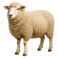 Fluffy sheep standing isolated transparent background farm animal