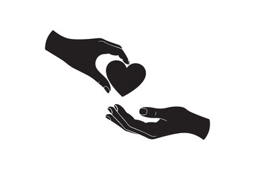Hands Giving Heart Silhouette Design - Hands Holding Heart Silhouette Art