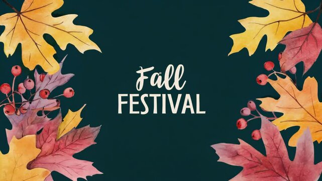 A festive poster featuring autumn foliage and berries, designed for a fall festival celebration.
