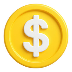 Obraz premium A vibrant 3d render of a golden coin featuring a prominent white dollar symbol isolated on black background