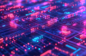 Obraz premium A conceptual abstract design representing software, featuring interconnected digital nodes