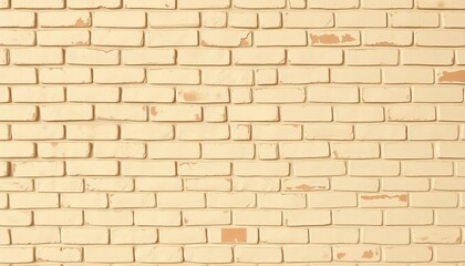 Obraz premium Creamy beige brick wall, vintage texture, seamless design, natural light, yellow-brown tones, cream, shadow