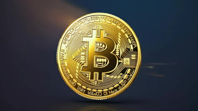 Digital cryptocurrency logo with golden texture on dark background.