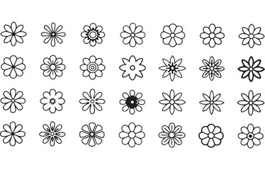 Set of Daisy Flower line art 