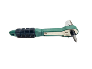 Preset torque wrench with cap head. Green and black coated handle. Working tool with reversible...