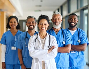Diverse medical team smiling