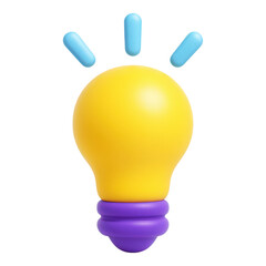 3d rendered yellow lightbulb with blue rays representing innovation and ideas on a black background