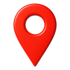 A vibrant 3d red location pin icon isolated on a sleek black background for navigation and mapping