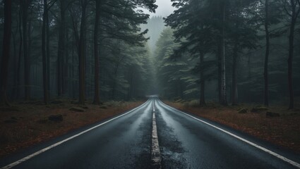 Obraz premium Forest Road. With Blank Space Available for Text