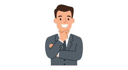 Obraz premium Smiling illustrated male character in suit with confident expression vector illustration