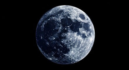 Fototapeta premium Full Moon on Black Background | Celestial Sphere for Astronomy, Space Exploration and Science Education