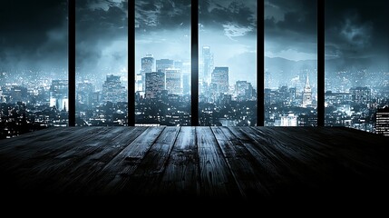 Fototapeta premium High-tech business meeting with holographic displays urban skyline digital environment nighttime viewpoint