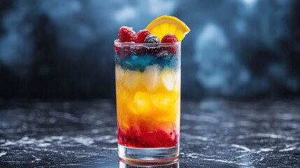 Layered Colorful Fruity Cocktail Drink