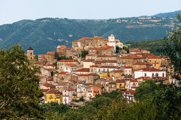 Naklejka premium san Martino d'Agri top view during the summer season inside the Appennino Lucano National Park,