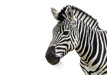 Fototapeta premium Zebra headshot on a plain white background