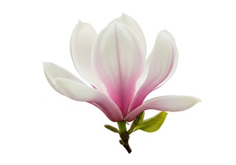 Isolated pink and white magnolia blossom view