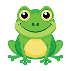 Obraz premium Cute Cartoon Frog Vector Illustration of Amphibian Sitting Comfortably and Smiling Sweetly