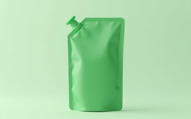 Green Refillable Pouch with Pump and Nozzle Mockup