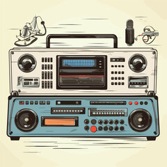 Fototapeta premium Vintage Retro Technology Design Vector Illustration for Nostalgic Concepts