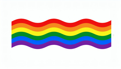 Fototapeta premium Bandera de colores LGBTIQ+ ondulada sobre fondo blanco en alta resolución para diseño inclusivo, marketing y proyectos gráficos