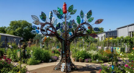 Art of Sustainability Recycled Sculpture in Garden