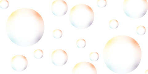 Colorful transparent yellow, orange, purple, blue and soap bubbles floating in the air. Beautiful circles colorful soap bubbles texture background. seamless and retro pattern technology and business