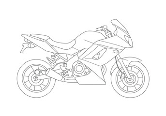 Illustration of outline Motorbike In Flat Style 