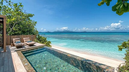 Fototapeta premium Luxurious overwater pool villa with ocean views