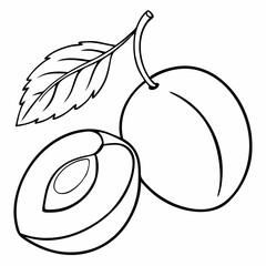Simple Purple Plum Fruit with Green Leaf – Vector SVG Illustration