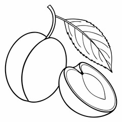Simple Purple Plum Fruit with Green Leaf – Vector SVG Illustration