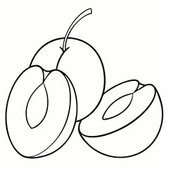 Simple Purple Plum Fruit with Green Leaf – Vector SVG Illustration