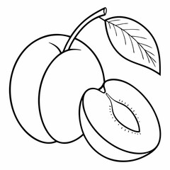 Simple Purple Plum Fruit with Green Leaf – Vector SVG Illustration