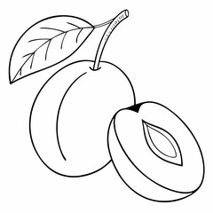 Simple Purple Plum Fruit with Green Leaf – Vector SVG Illustration