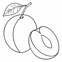 Simple Purple Plum Fruit with Green Leaf – Vector SVG Illustration