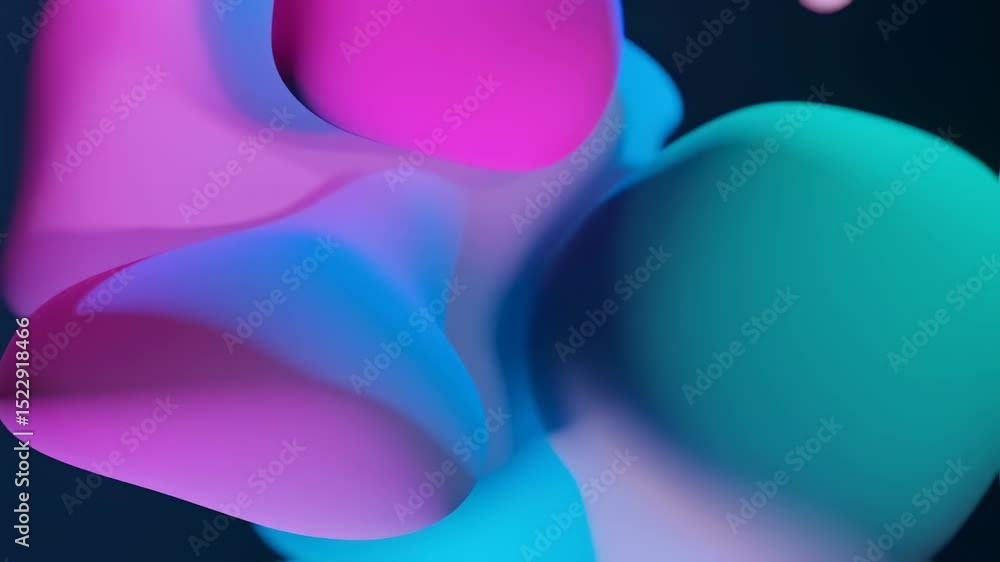 Poster abstract morphing blobs in pink, blue, and teal create a mesmerizing visual effect
