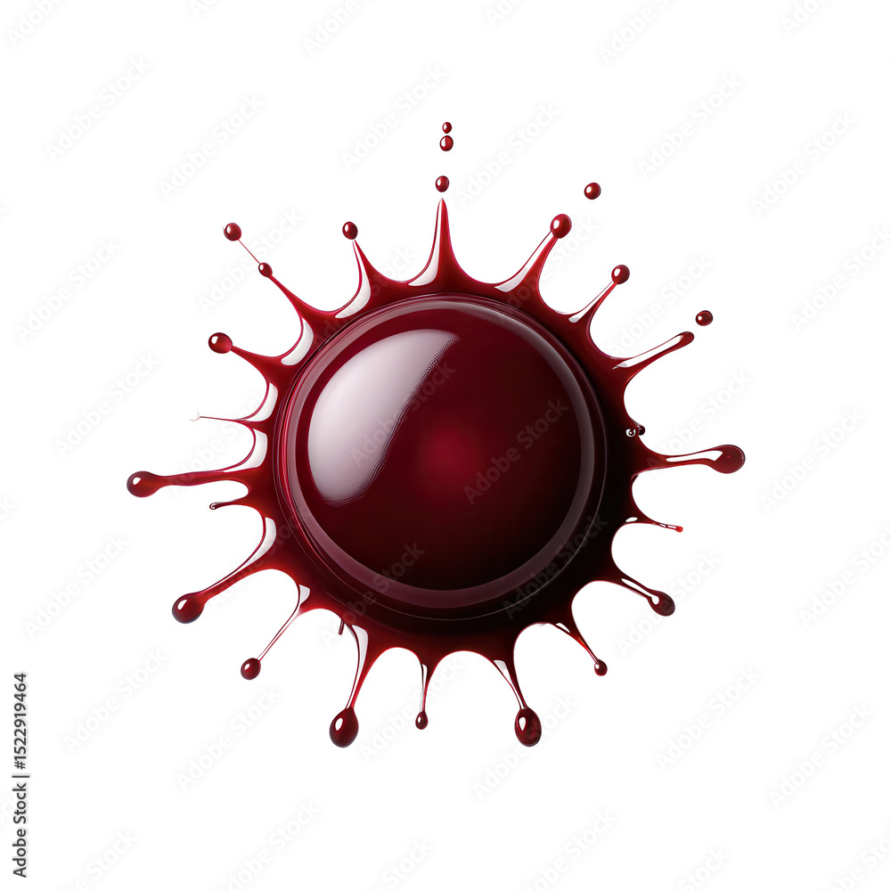 Poster A splash of dark red liquid forming a circular shape with radiating droplets.