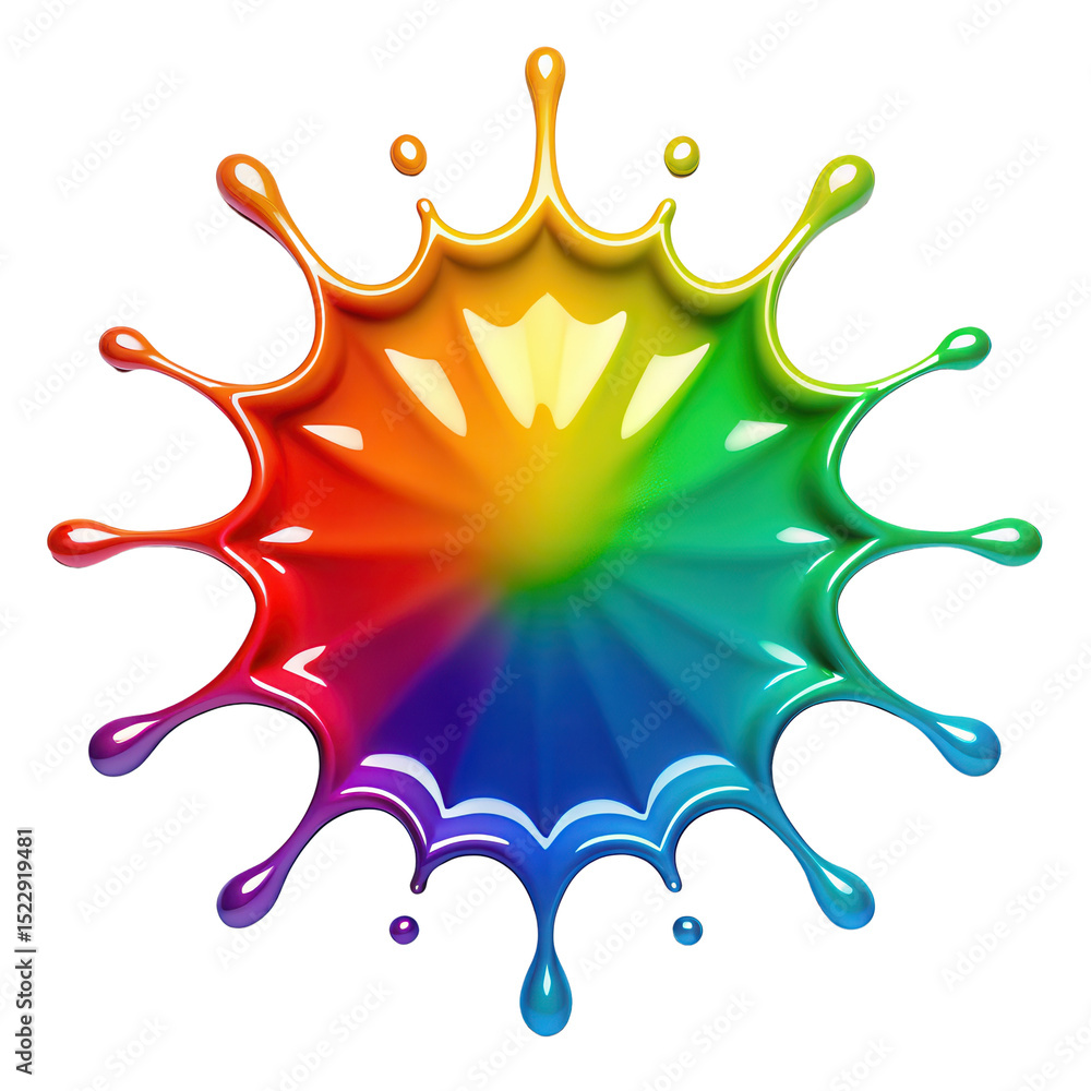 Poster A vibrant multicolored paint splash forms a circular pattern with radiating droplets.