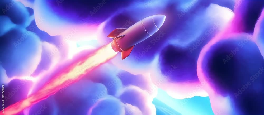 Poster Dynamic rocket launch sequences with vibrant flames and abstract propulsion motion