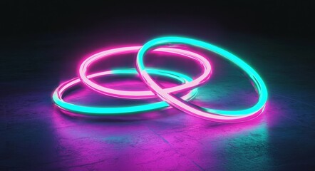 Fototapeta premium Experience the energy of glowing neon lights illuminating city streets.