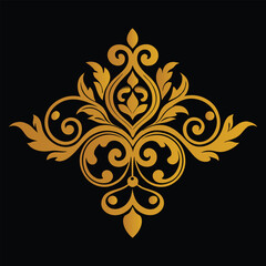 Golden Damask Ornament: Elegant Vintage Design Element
