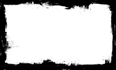 black ink brush painting blank space frame border picture artistic graphic element