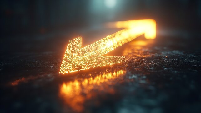 A radiant digital arrow guides us towards a brighter future signaling progress with glowing